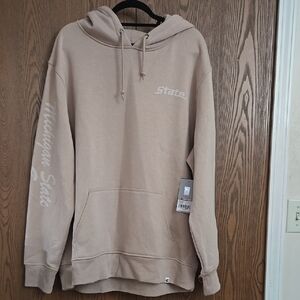 Tan Michigan State Casual Sweatshirt with Hood and Drawstring Sz XL NWT